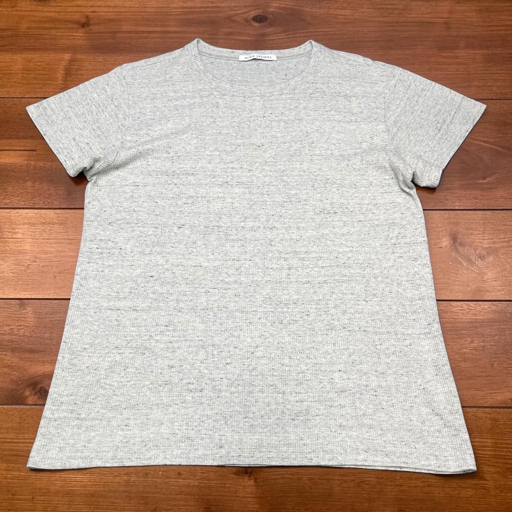 Mika Jaymes Mens XL Grey Waffle Knit Thermal Crew Neck T-Shirt Made in USA